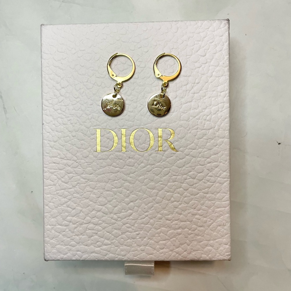 Upcycled Gold J’Adore Charm Huggie Hoop Earrings